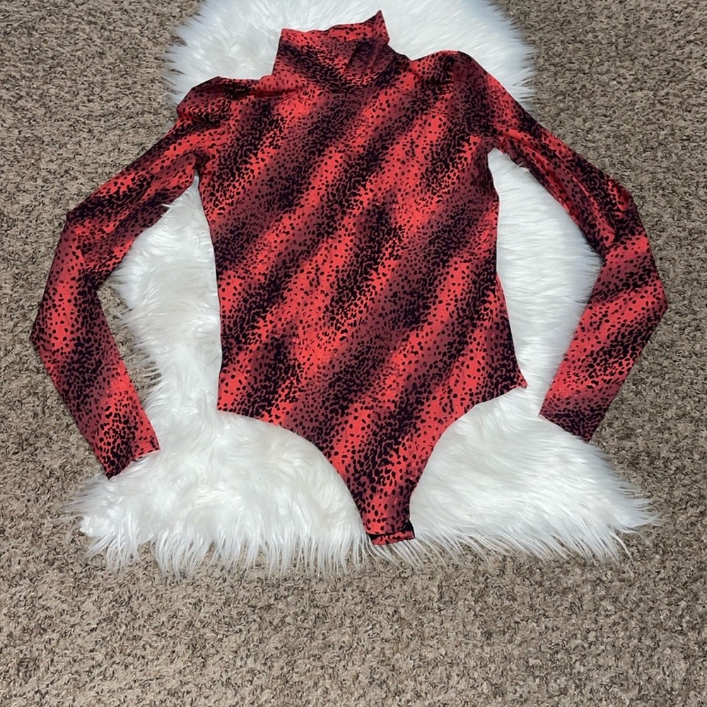 Commando Red Seamless Animal Print Thong Bodysuit - Picture 3 of 8
